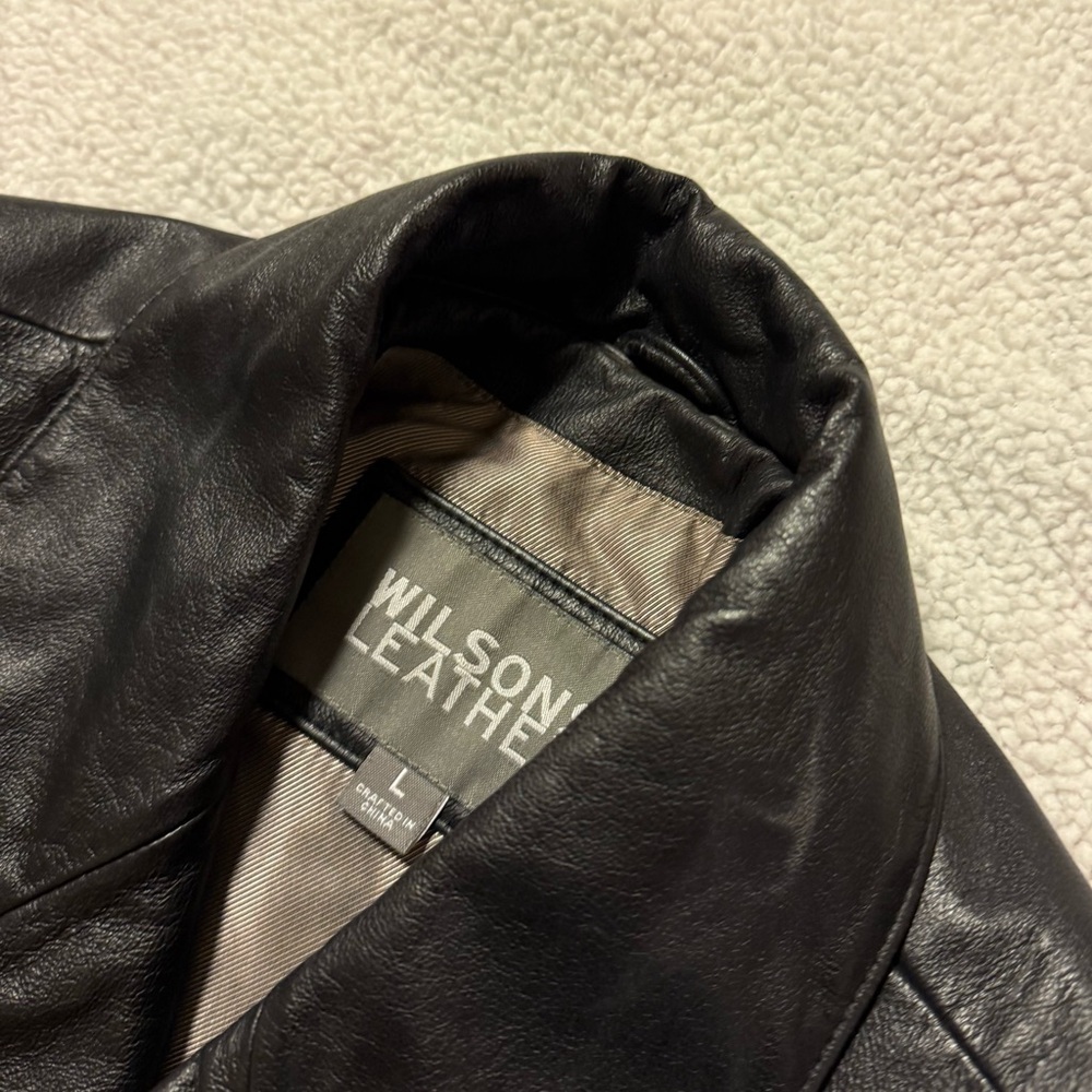 Wilsons Leather Black Classic Button-Front Blazer Jacket 90s Y2K Coat - Picture 9 of 10